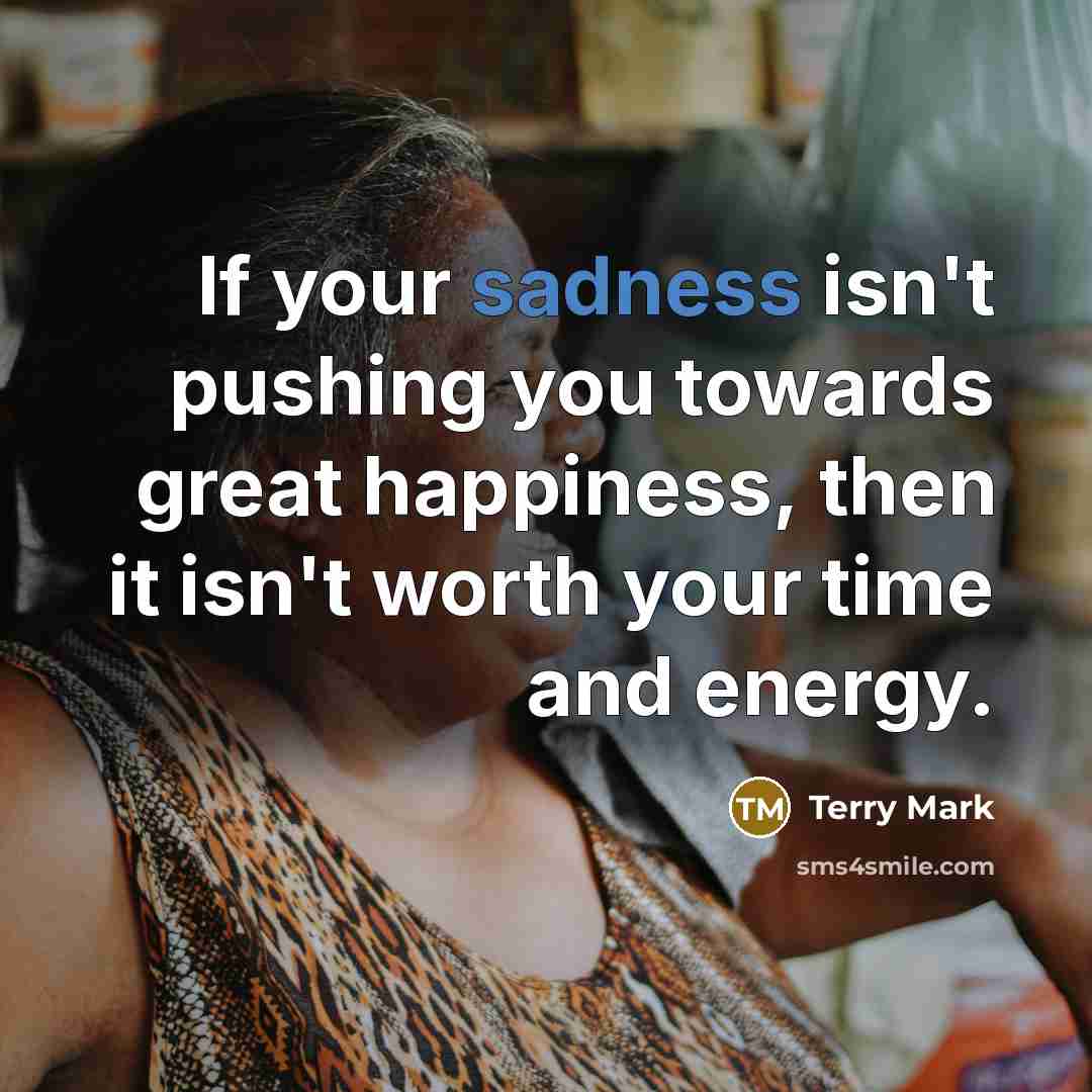“If your sadness isn't pushing you towards great happiness, then…” quote by Terry Mark