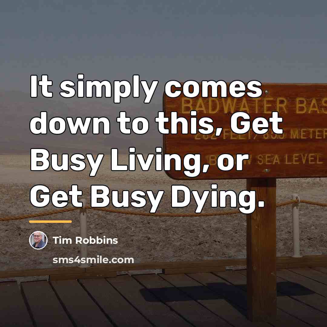 “It simply comes down to this, Get Busy Living, or…” quote by Tim Robbins