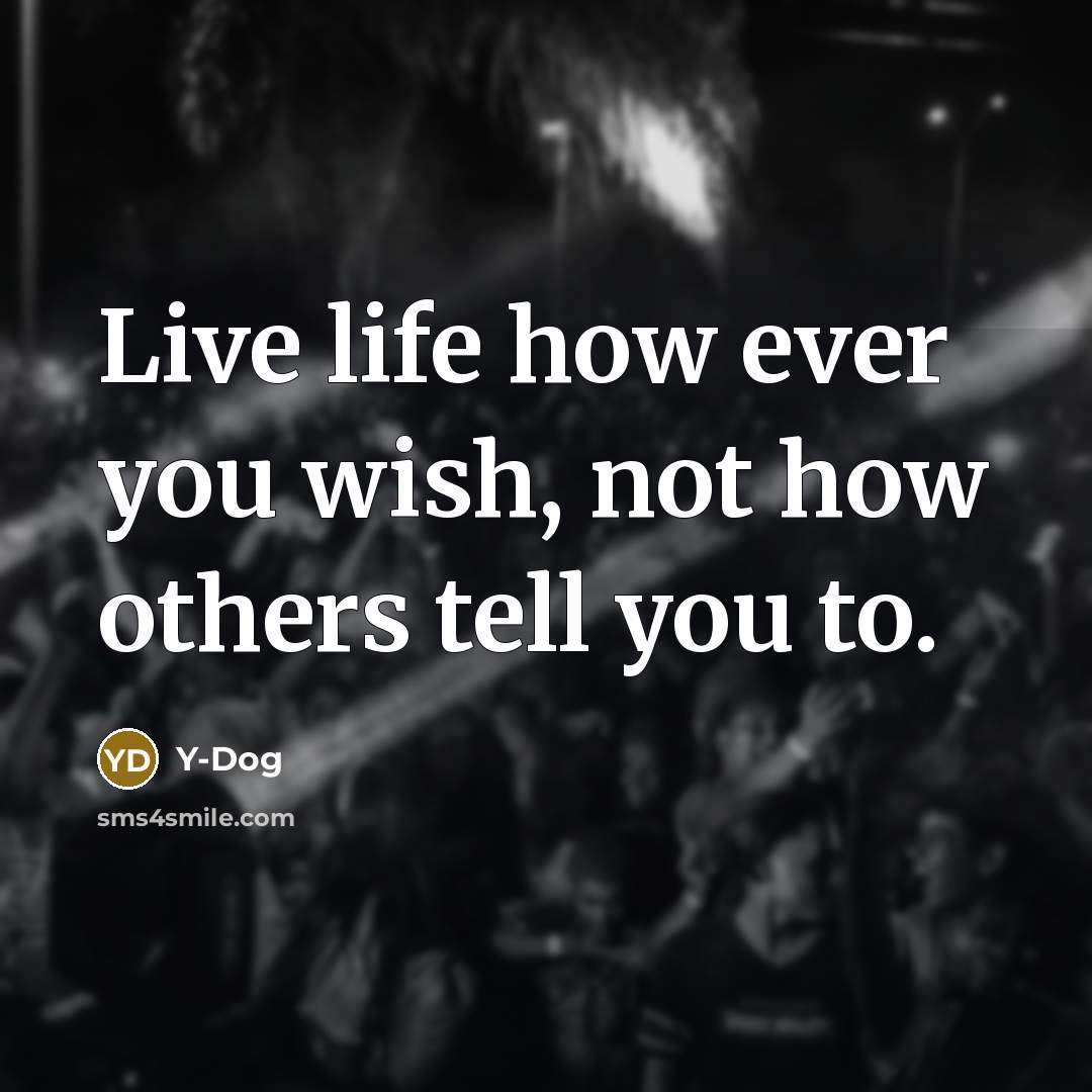 “Live life how ever you wish, not how others tell you to.” quote by Y-Dog