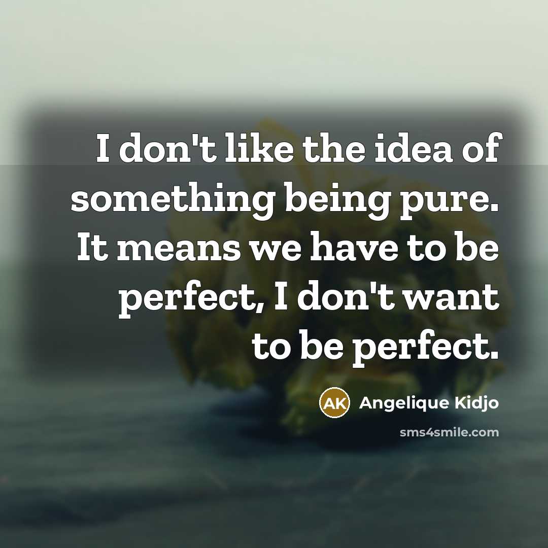 “I don't like the idea of something being pure. It…” quote by Angelique Kidjo