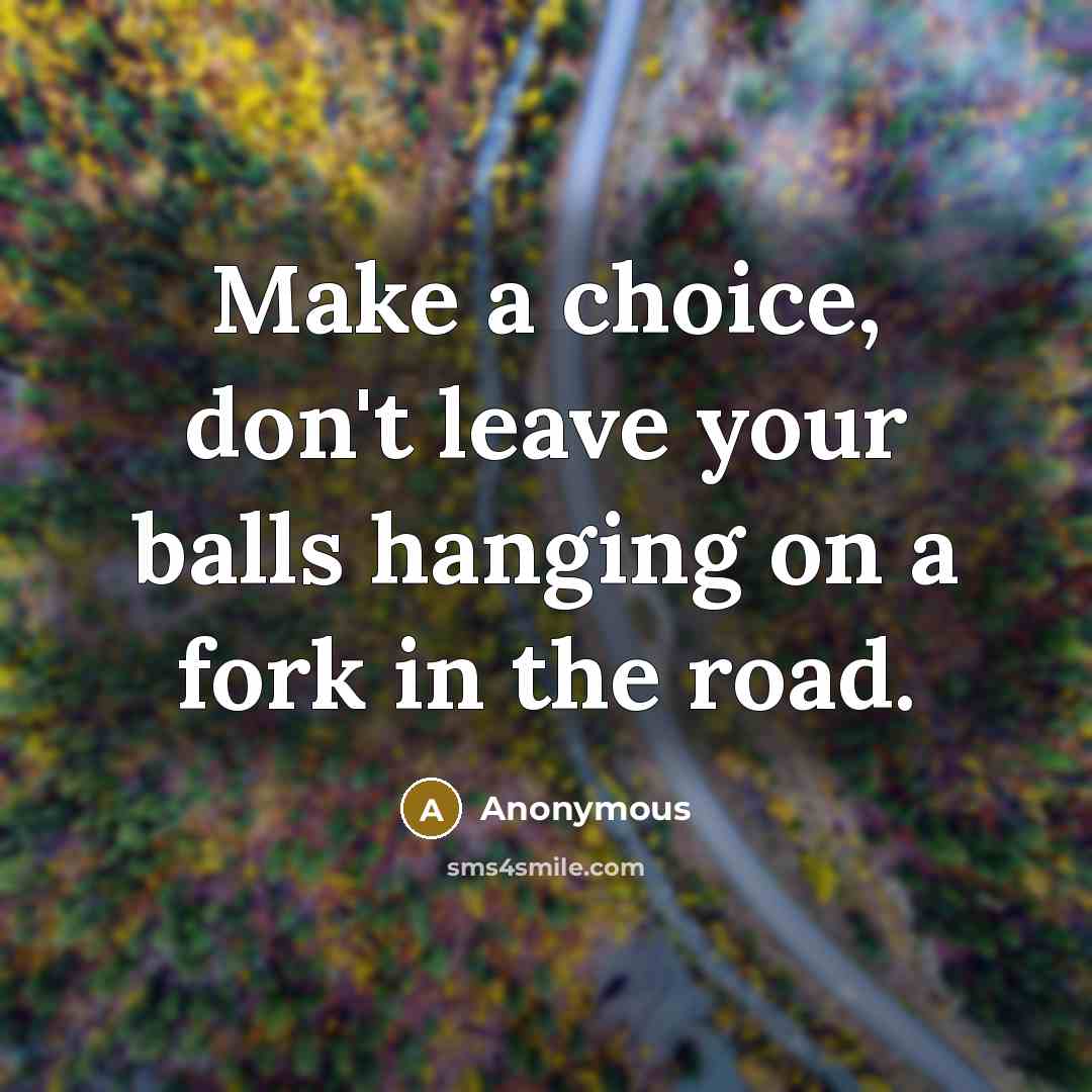 “Make a choice, don't leave your balls hanging on a…” quote by Anonymous