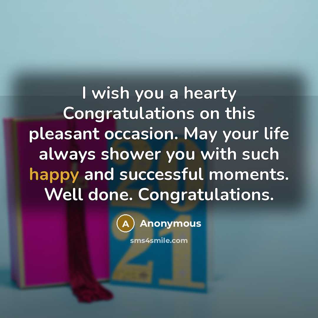 “I wish you a hearty Congratulations on this pleasant occasion.…” quote by Anonymous