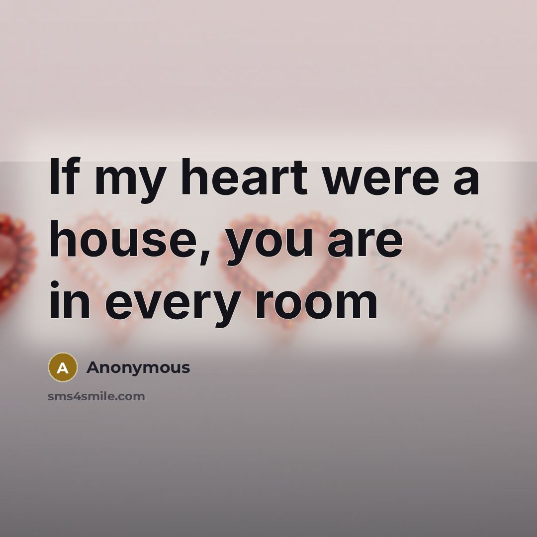 “If my heart were a house, you are in every…” quote by Anonymous