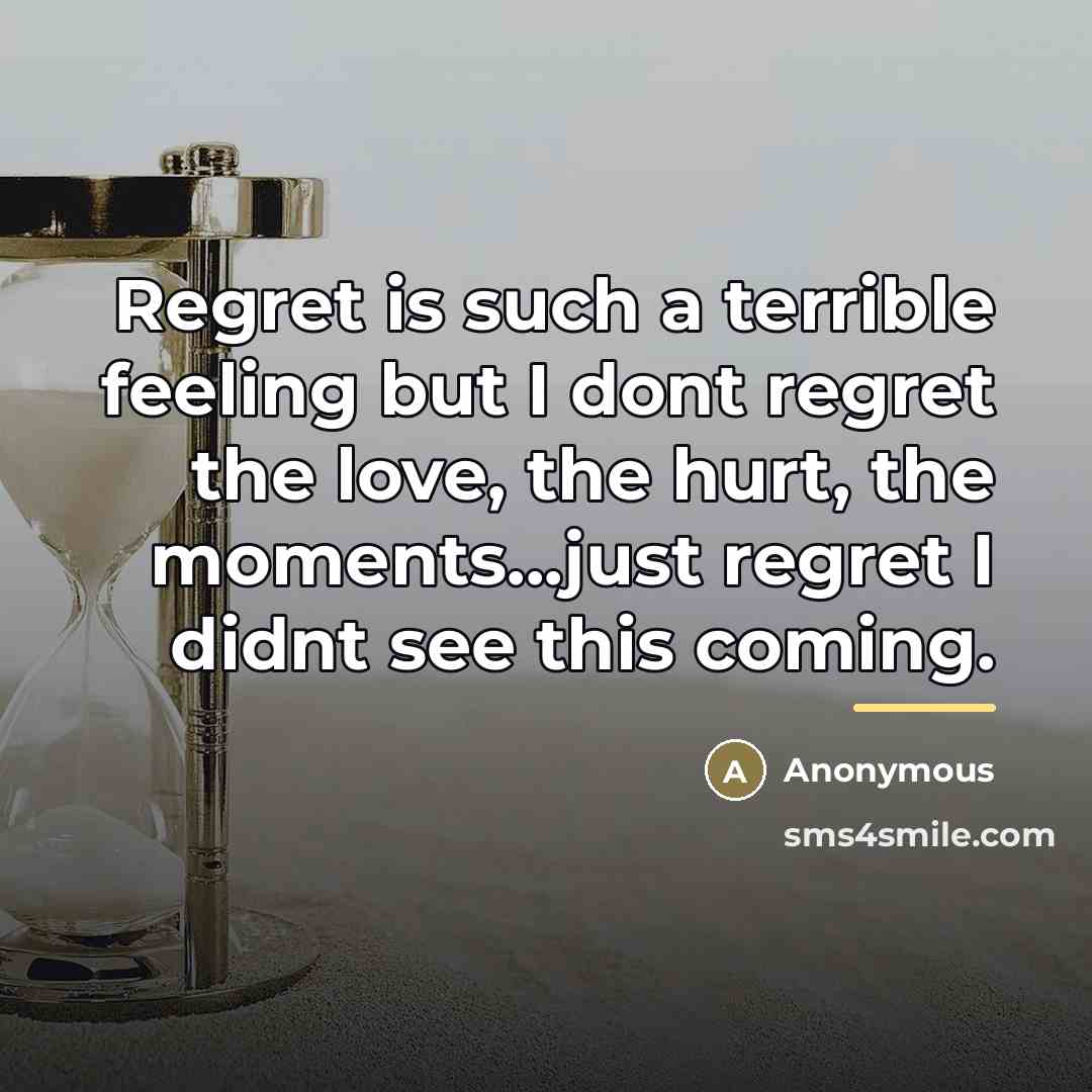 “Regret is such a terrible feeling but I dont regret…” quote by Anonymous