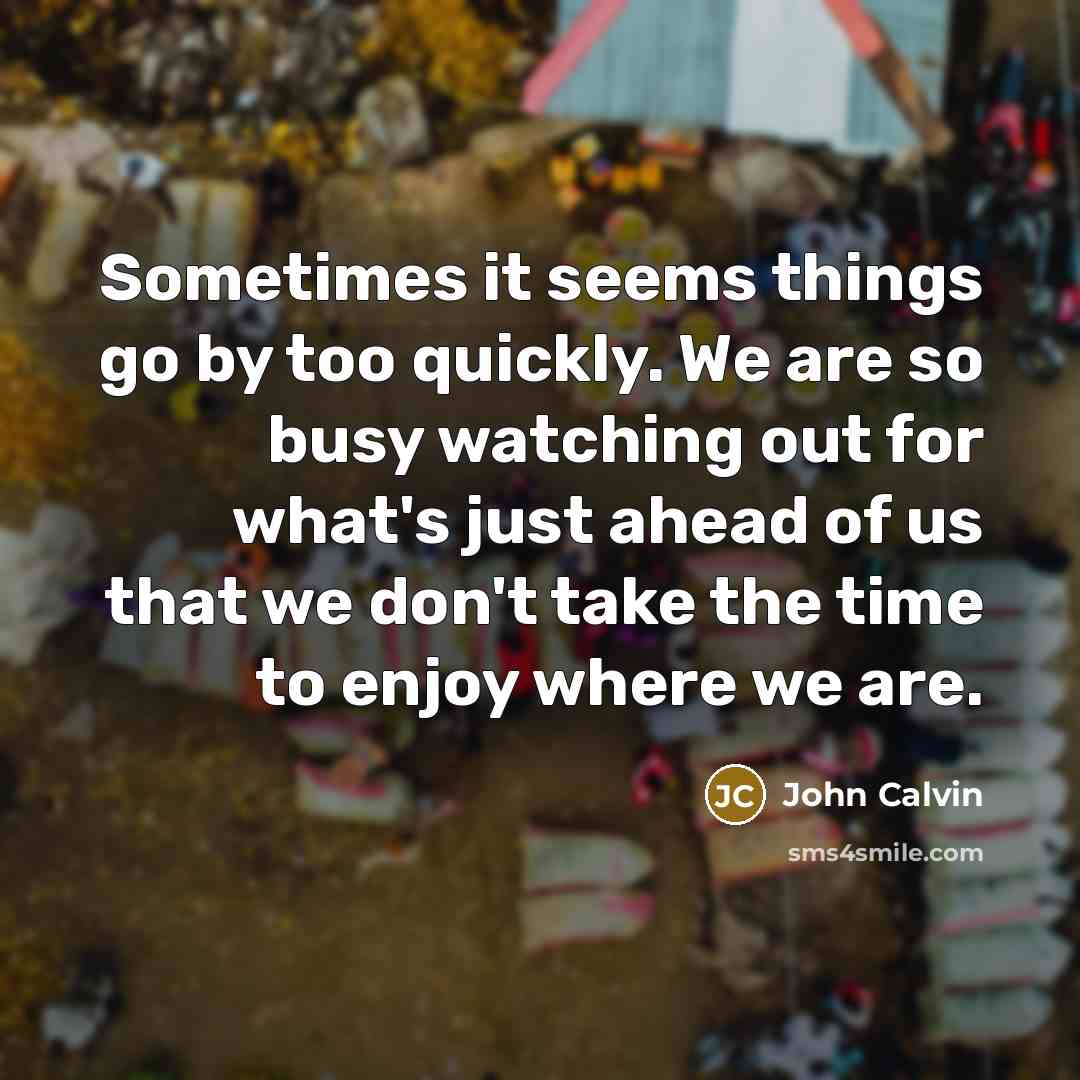 “Sometimes it seems things go by too quickly. We are…” quote by John Calvin