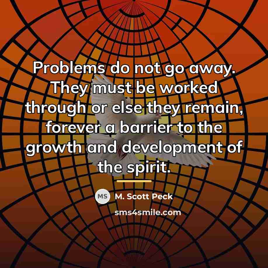 “Problems do not go away. They must be worked through…” quote by M. Scott Peck