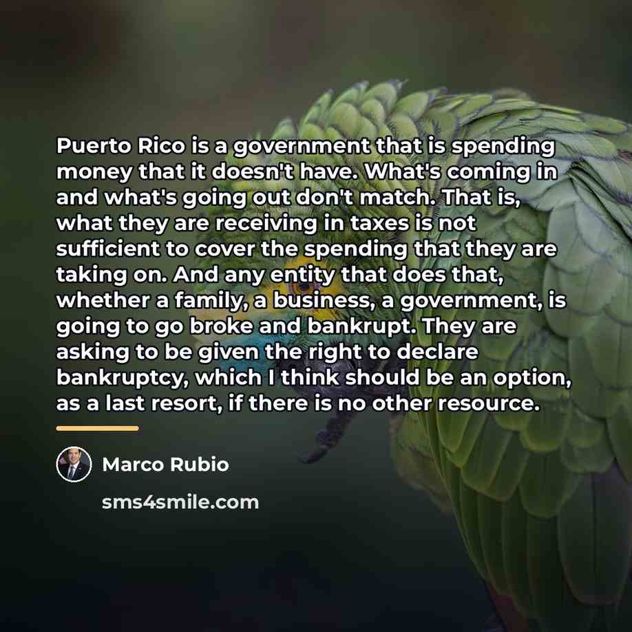 “Puerto Rico is a government that is spending money that…” quote by Marco Rubio