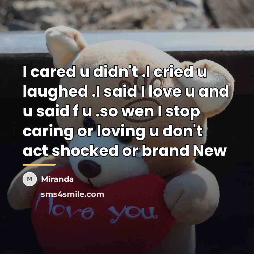 “I cared u didn't .I cried u laughed .I said…” quote by Miranda