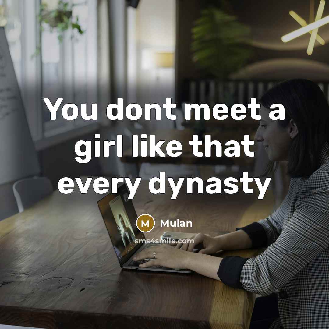 “You dont meet a girl like that every dynasty” quote by Mulan