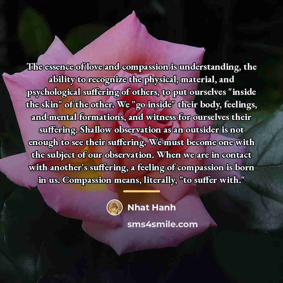 “The essence of love and compassion is understanding, the ability…” quote by Nhat Hanh