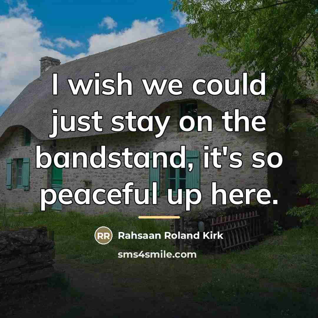 “I wish we could just stay on the bandstand, it's…” quote by Rahsaan Roland Kirk