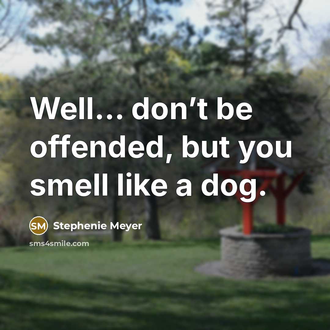 “Well… don’t be offended, but you smell like a dog.…” quote by Stephenie Meyer