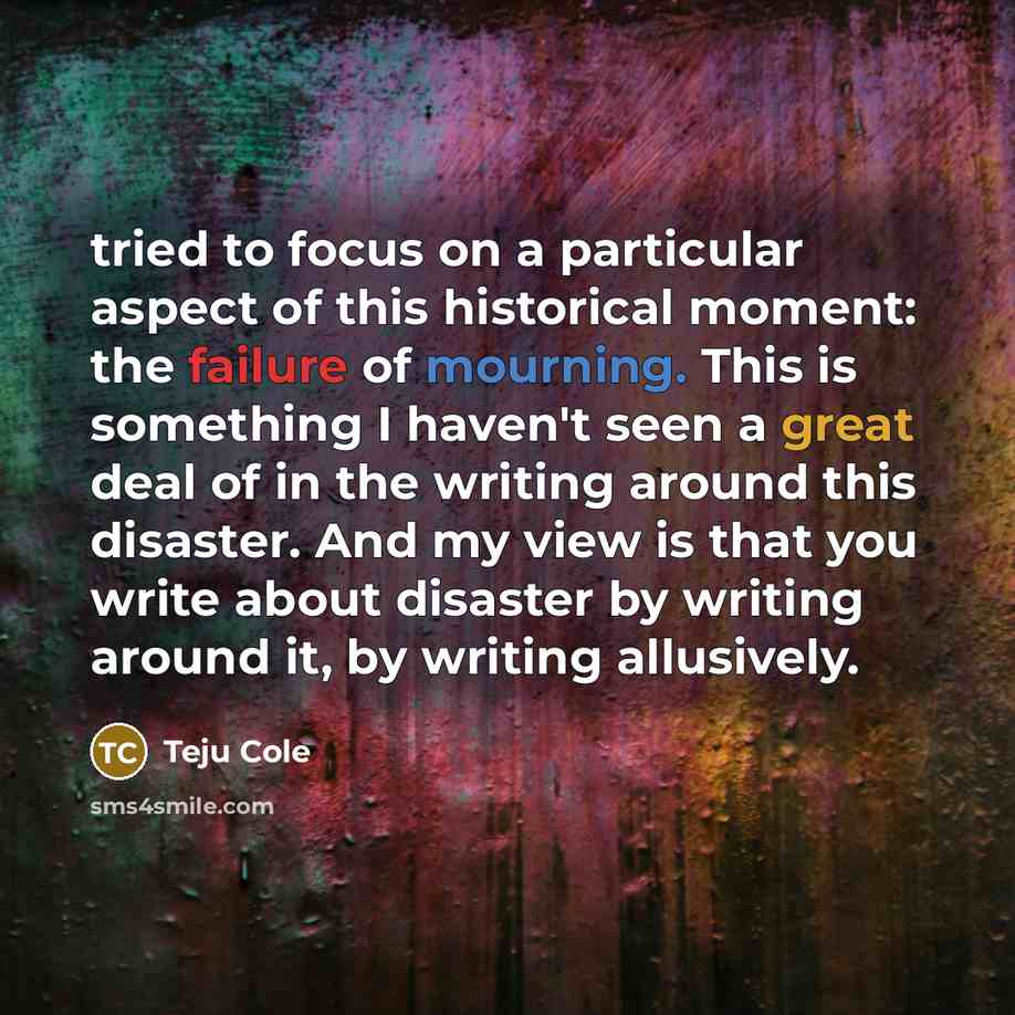 “tried to focus on a particular aspect of this historical…” quote by Teju Cole