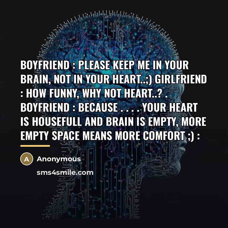 “Boyfriend : Please keep me in your brain, not in…” quote by Anonymous