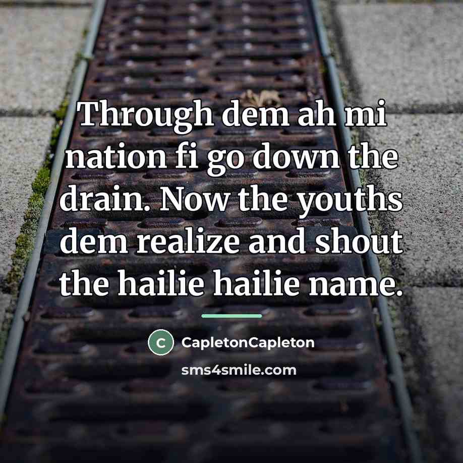 “Through dem ah mi nation fi go down the drain.…” quote by CapletonCapleton