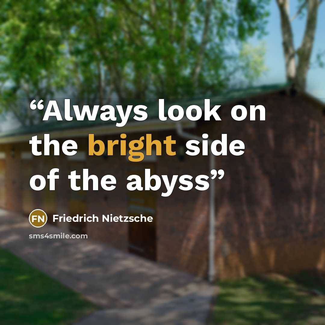 “Always look on the bright side of the abyss” quote by Friedrich Nietzsche