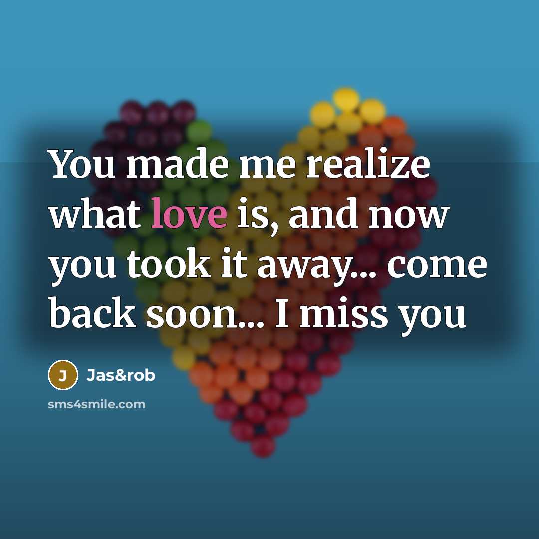 “You made me realize what love is, and now you…” quote by Jas&rob