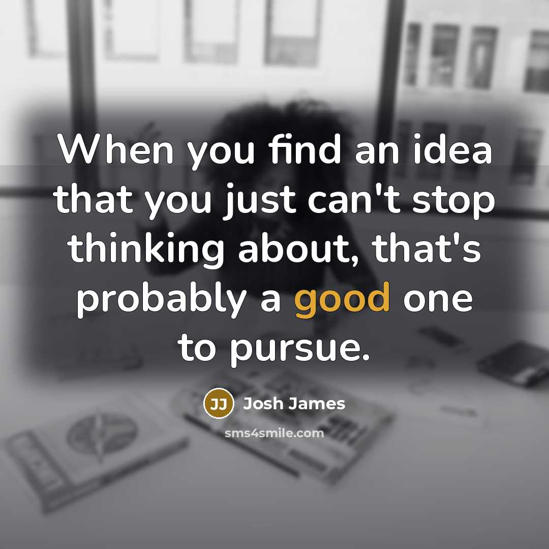 “When you find an idea that you just can't stop…” quote by Josh James