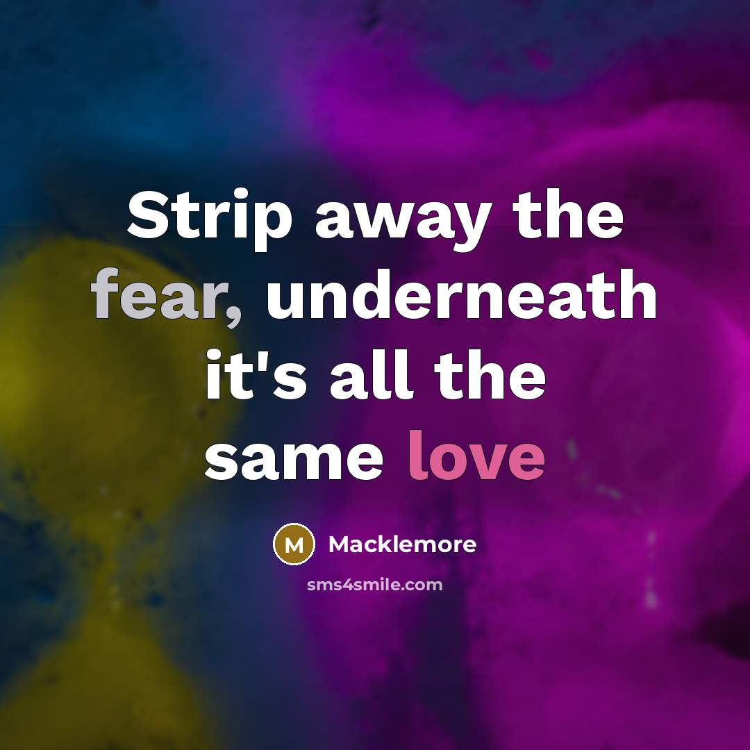 “Strip away the fear, underneath it's all the same love…” quote by Macklemore