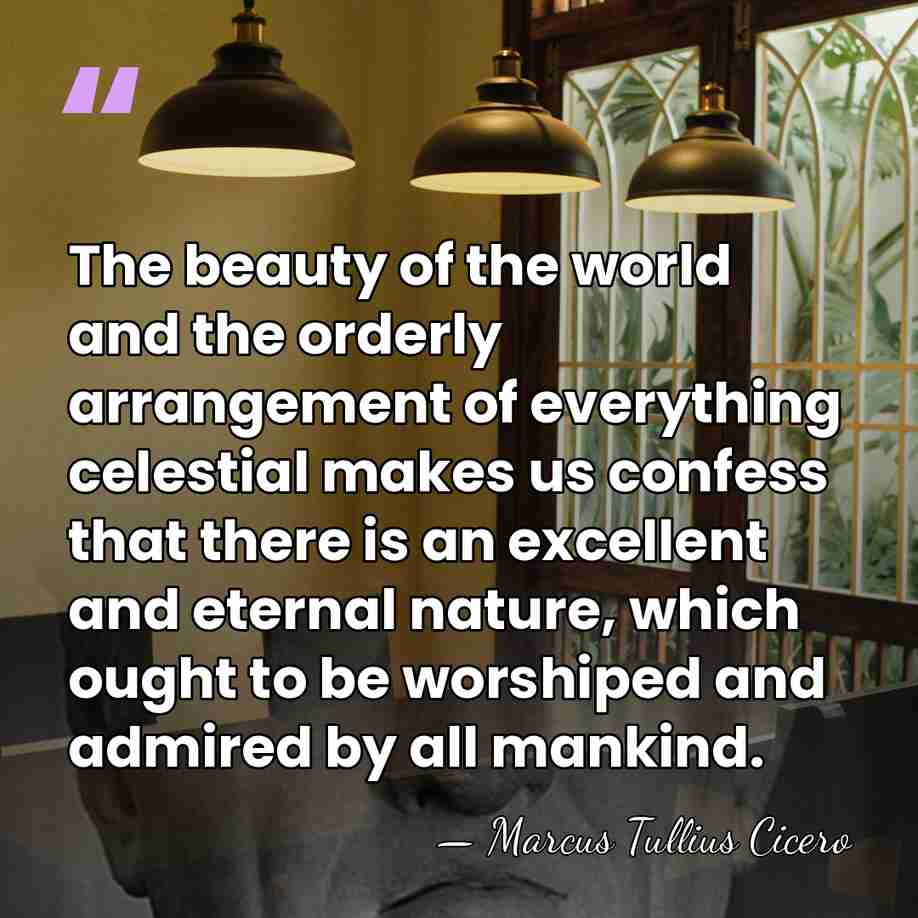 The beauty of the world and the orderly arrangement of everything celestial&hellip; - Marcus Tullius Cicero