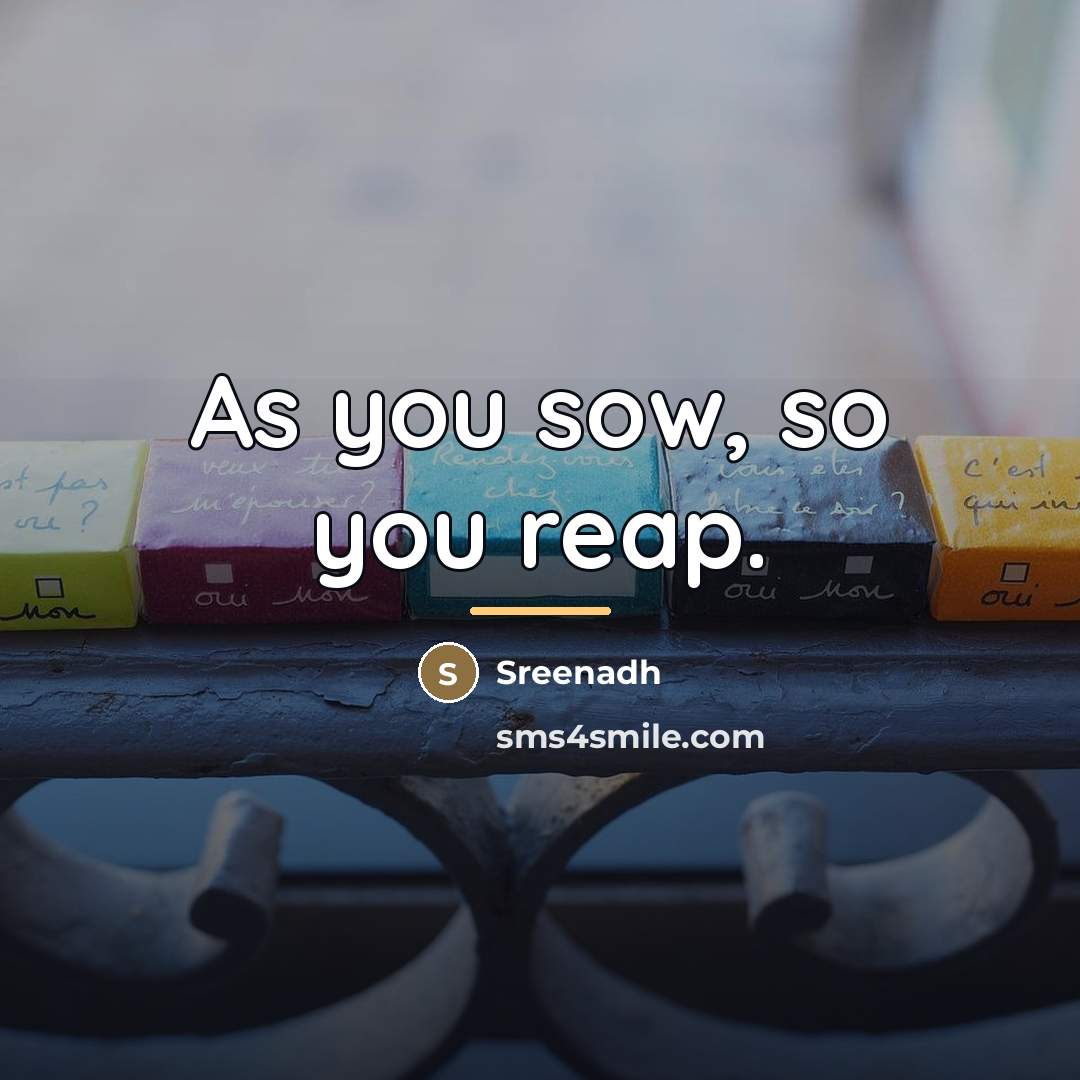 “As you sow, so you reap.…” quote by Sreenadh