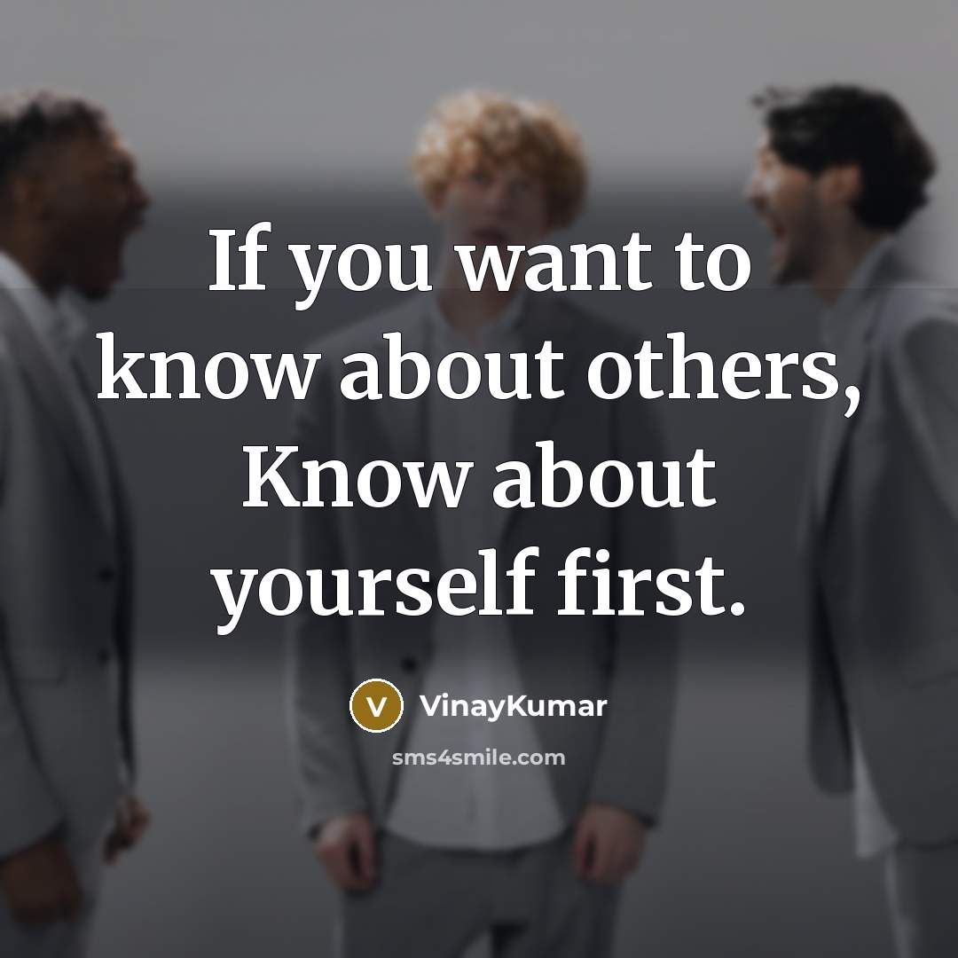 “If you want to know about others, Know about yourself first.” quote by VinayKumar