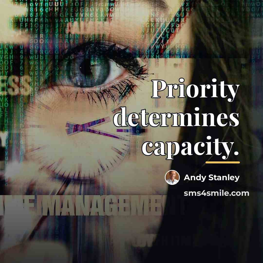 “Priority determines capacity.…” quote by Andy Stanley