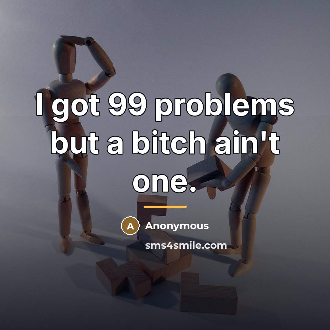 “I got 99 problems but a bitch ain't one.…” quote by Anonymous