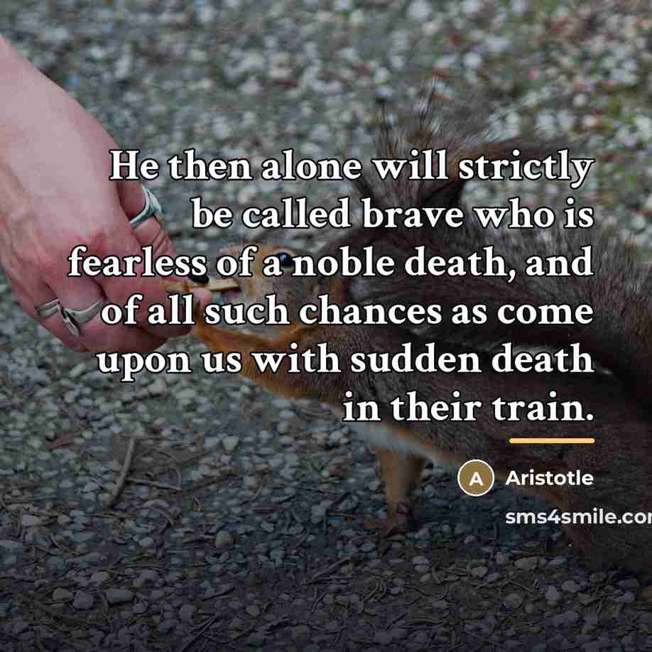 “He then alone will strictly be called brave who is…” quote by Aristotle