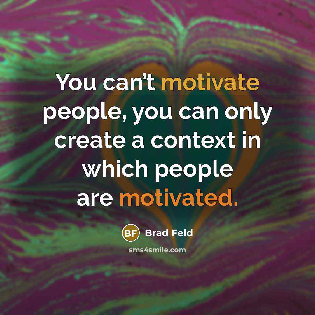 “You can’t motivate people, you can only create a context…” quote by Brad Feld