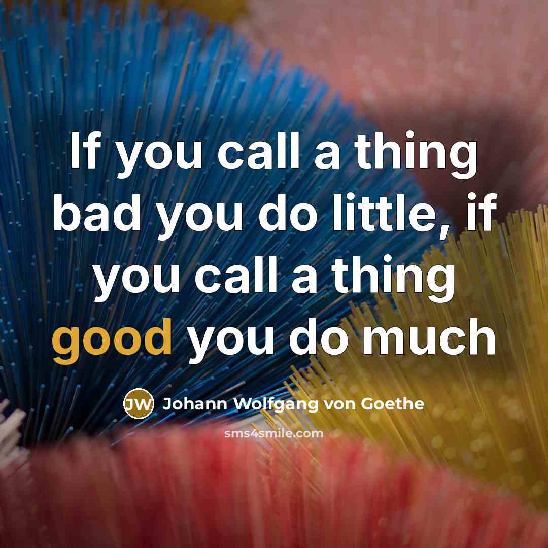 “If you call a thing bad you do little, if…” quote by Johann Wolfgang von Goethe