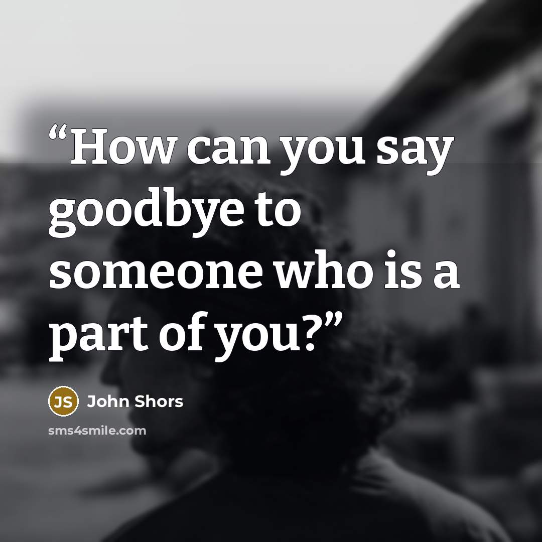 “How can you say goodbye to someone who is a part of you?” quote by John Shors