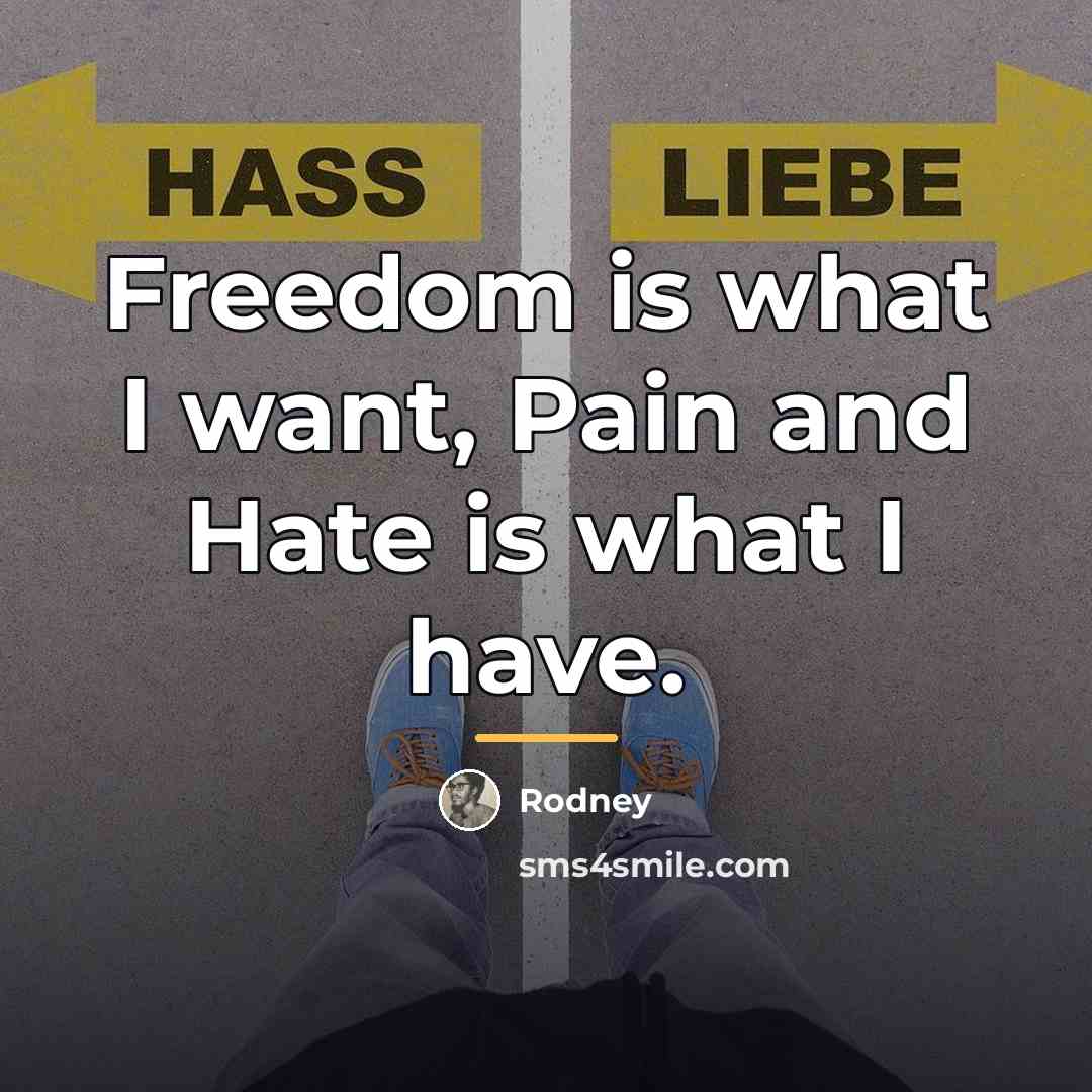 “Freedom is what I want, Pain and Hate is what…” quote by Rodney