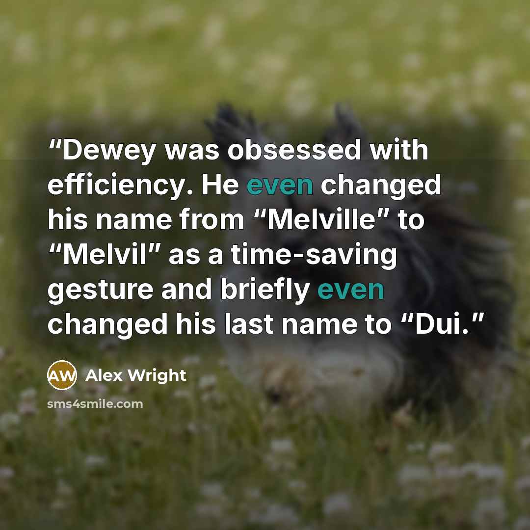 “Dewey was obsessed with efficiency. He even changed his name from “Melville” to “Melvil” as a time-saving gesture and briefly even changed his last name to “Dui.” quote by Alex Wright