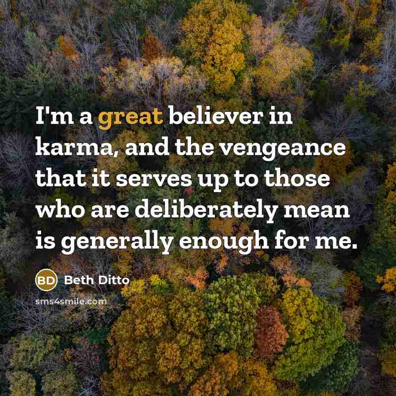 “I'm a great believer in karma, and the vengeance that…” quote by Beth Ditto