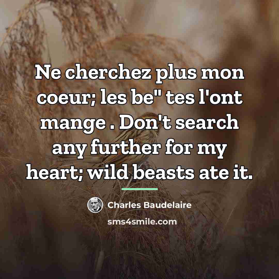 “Ne cherchez plus mon coeur; les be" tes l'ont mange…” quote by Charles Baudelaire