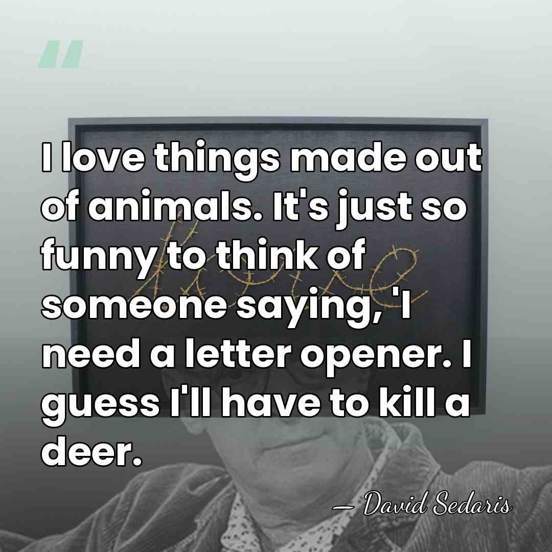 I love things made out of animals. It's just so funny to&hellip; - David Sedaris
