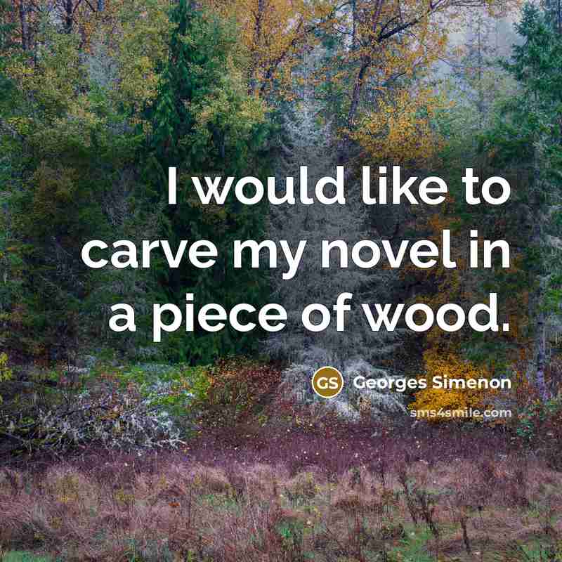 “I would like to carve my novel in a piece…” quote by Georges Simenon