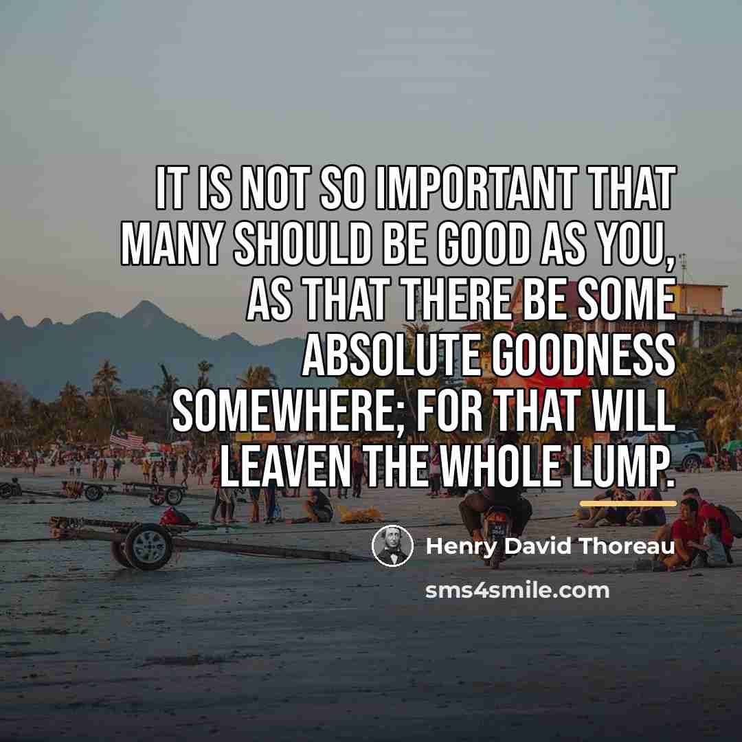“It is not so important that many should be good…” quote by Henry David Thoreau