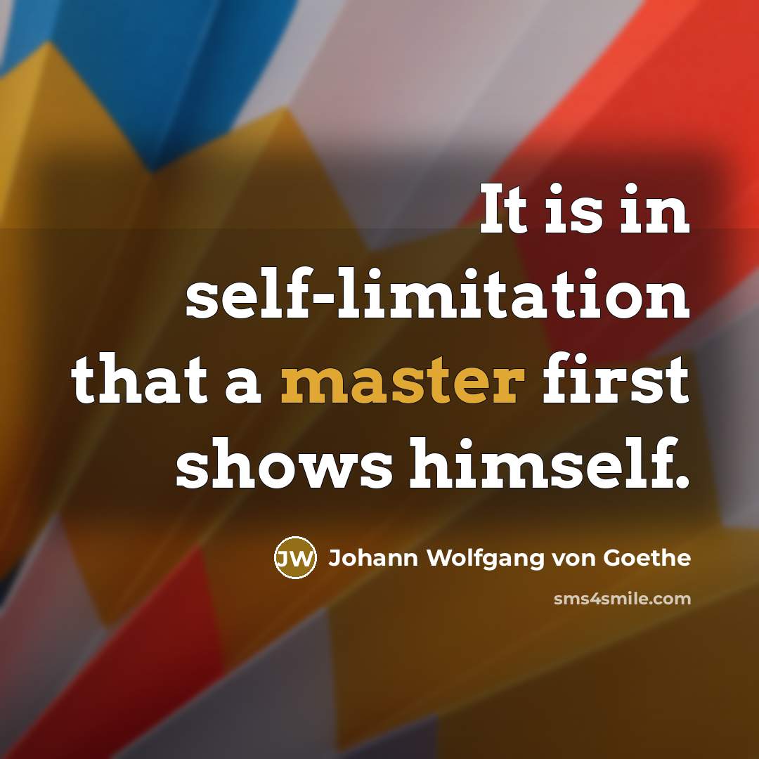 “It is in self-limitation that a master first shows himself.…” quote by Johann Wolfgang von Goethe