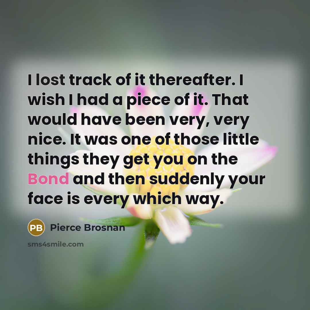 “I lost track of it thereafter. I wish I had…” quote by Pierce Brosnan