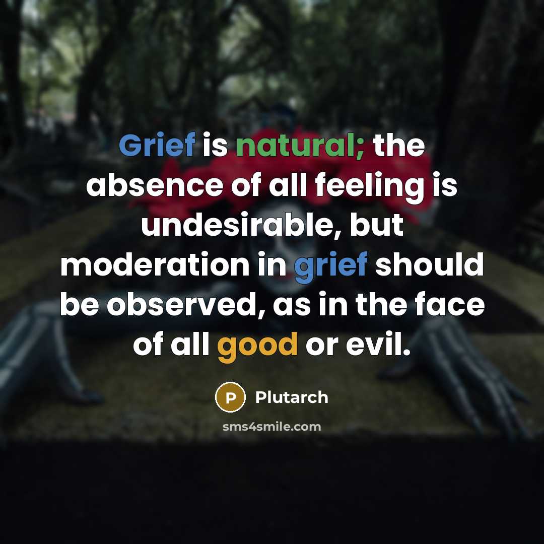 “Grief is natural; the absence of all feeling is undesirable,…” quote by Plutarch