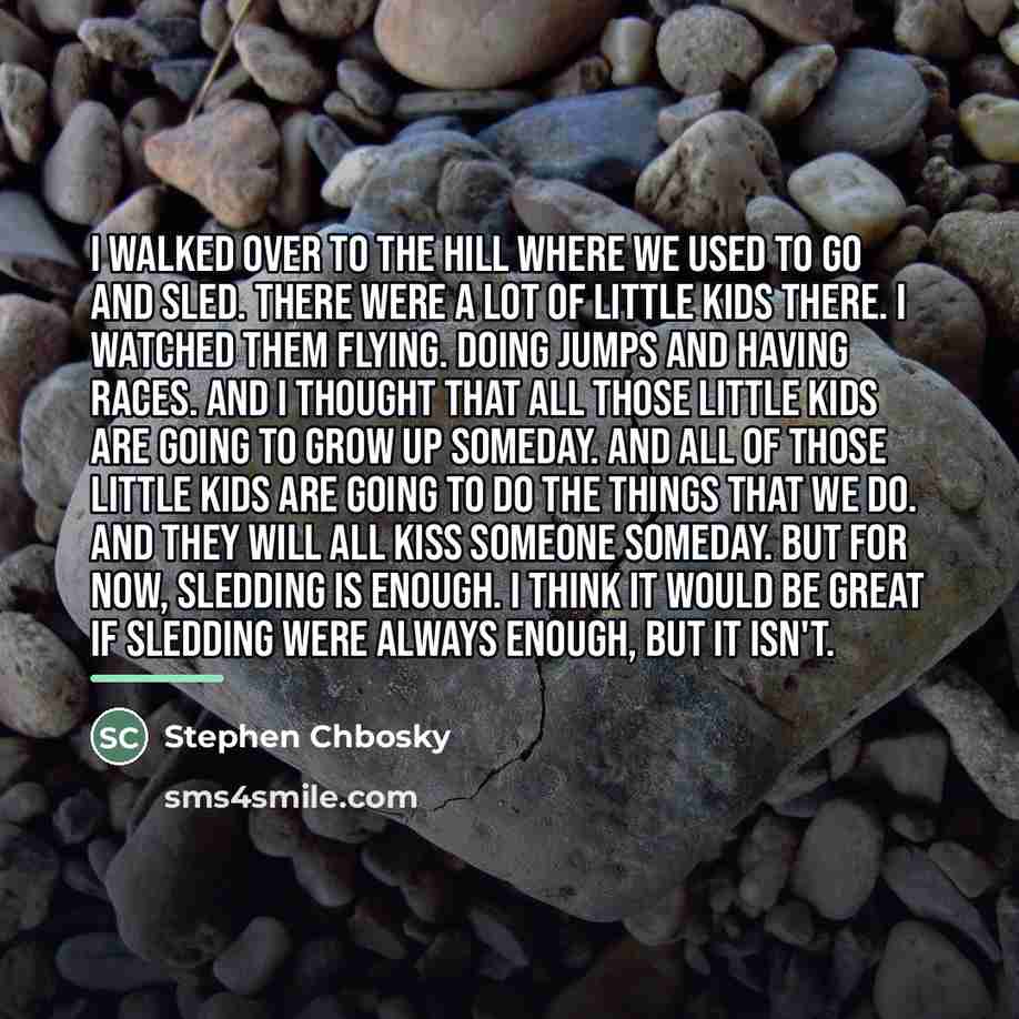“I walked over to the hill where we used to…” quote by Stephen Chbosky