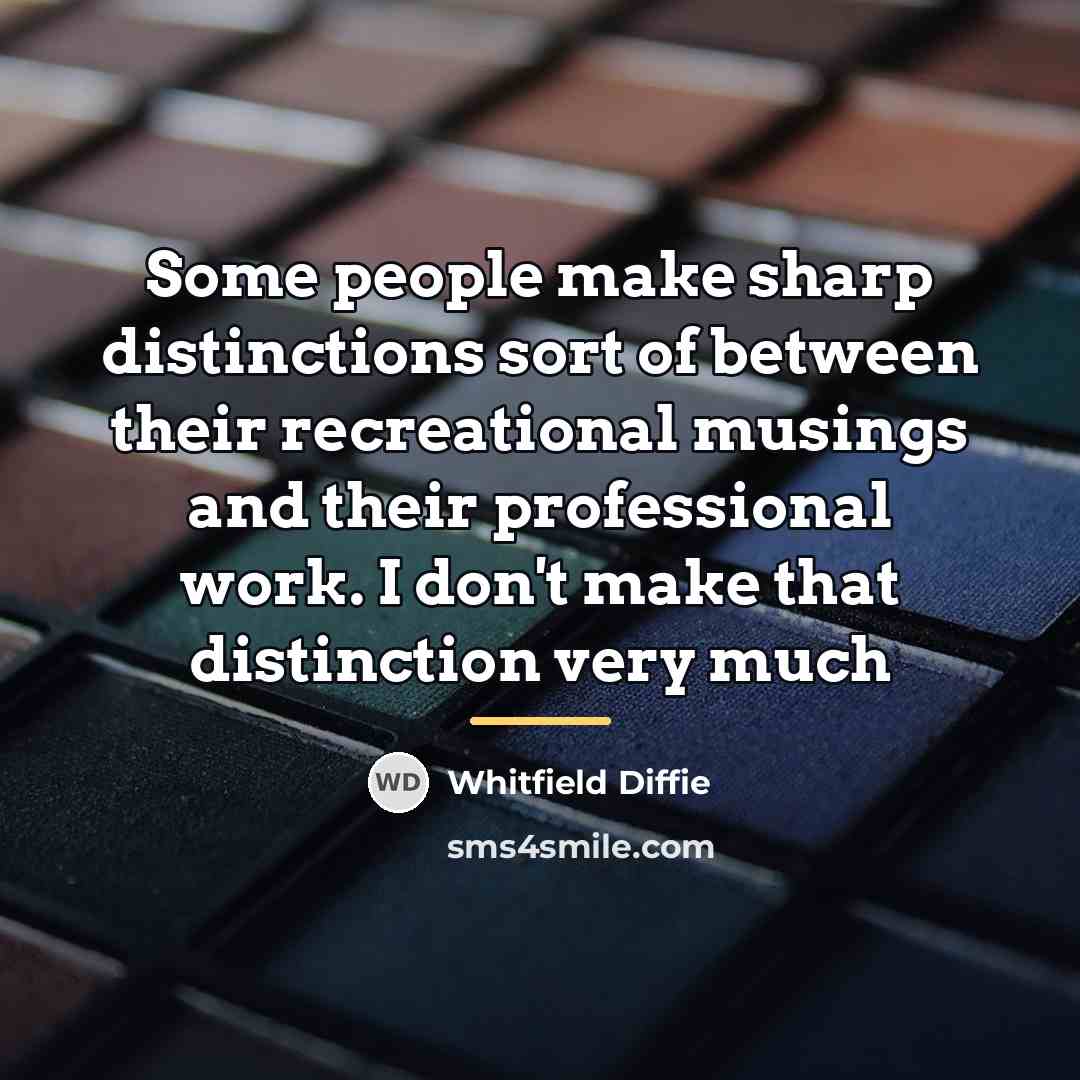 “Some people make sharp distinctions sort of between their recreational…” quote by Whitfield Diffie
