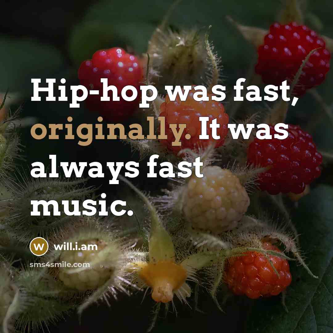 “Hip-hop was fast, originally. It was always fast music.” quote by will.i.am