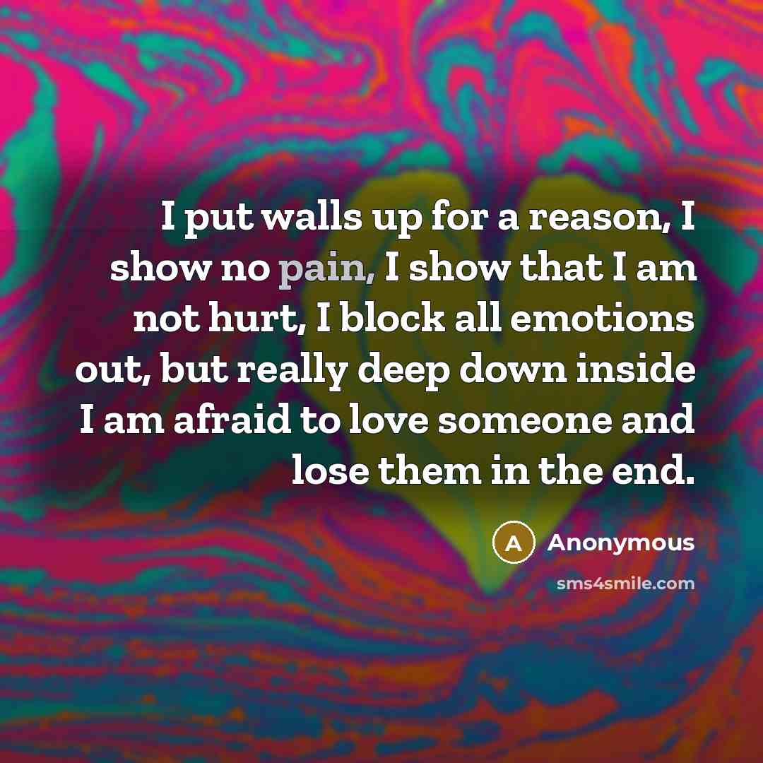 “I put walls up for a reason, I show no…” quote by Anonymous