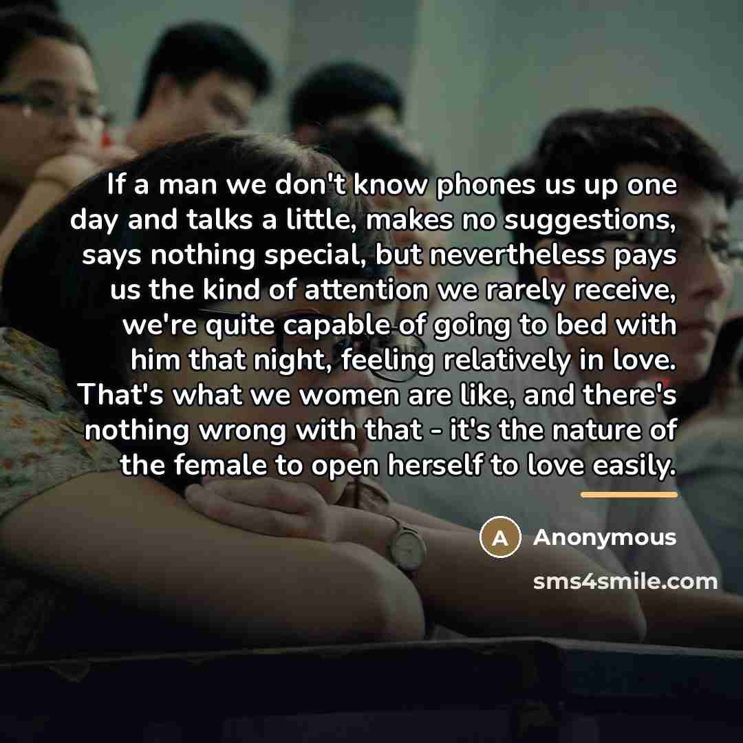 “If a man we don't know phones us up one…” quote by Anonymous