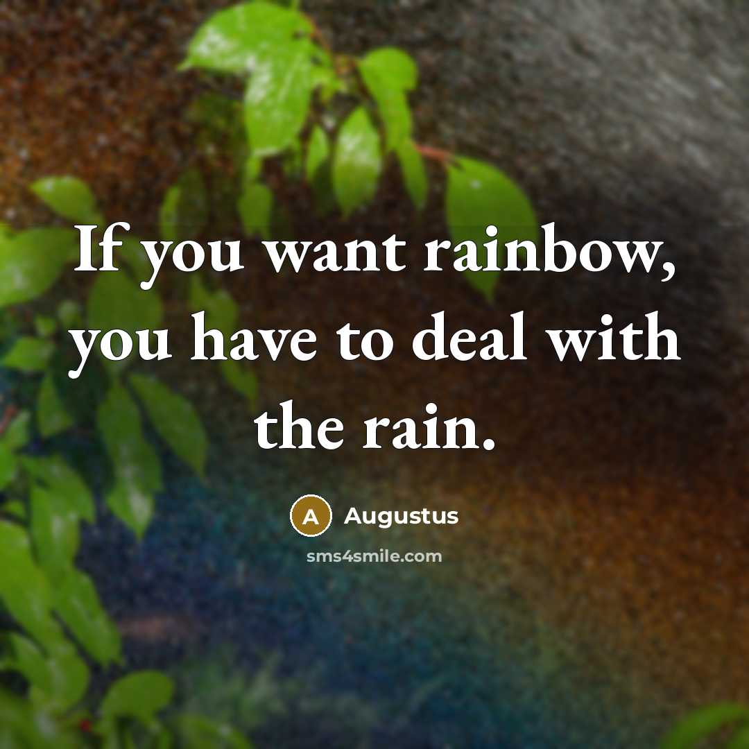 “If you want rainbow, you have to deal with the…” quote by Augustus