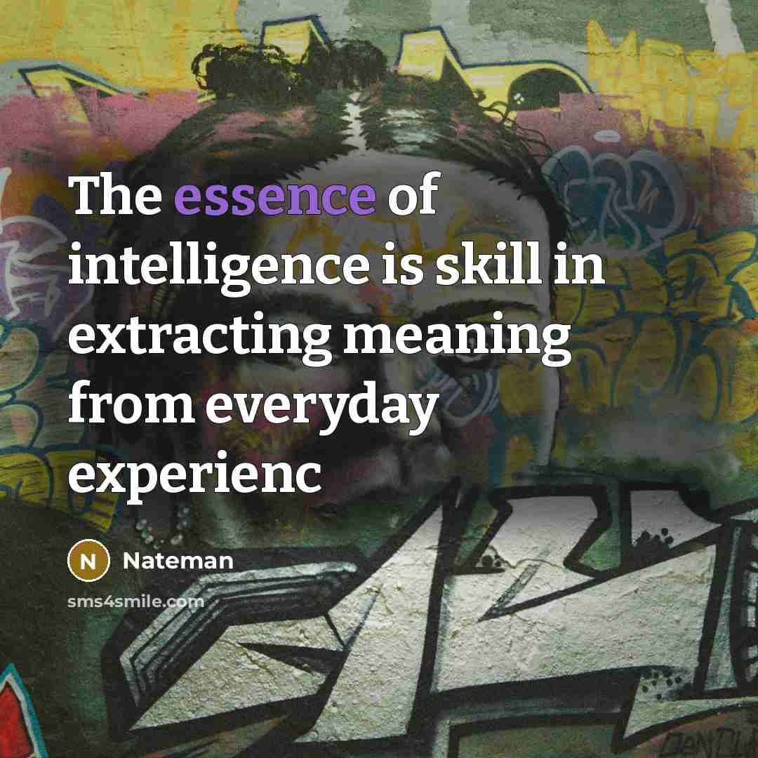 “The essence of intelligence is skill in extracting meaning from…” quote by Nateman