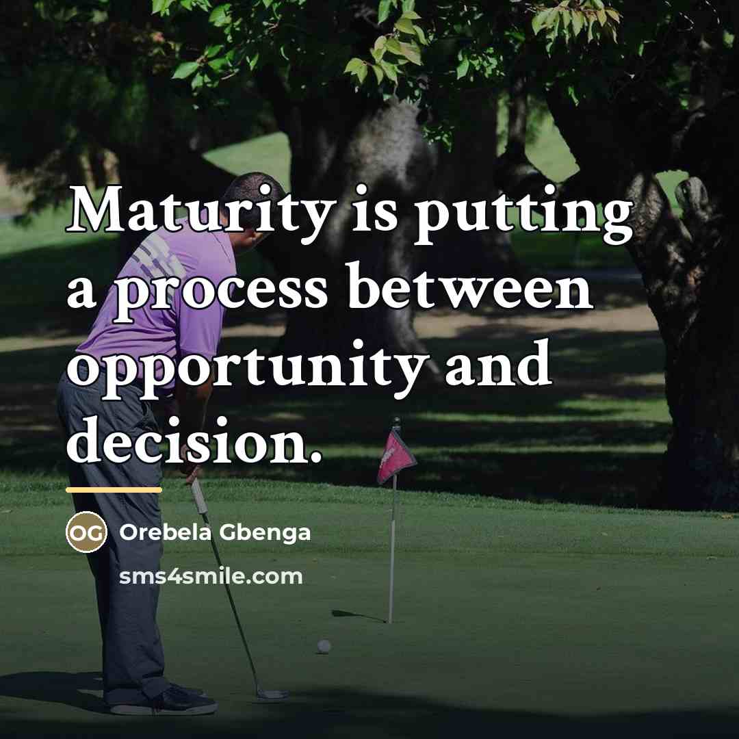 “Maturity is putting a process between opportunity and decision.…” quote by Orebela Gbenga